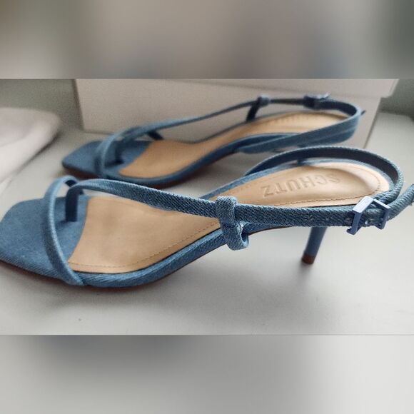 Schutz Denim Strappy Sanda Women's 6.5 - Picture 5 of 7